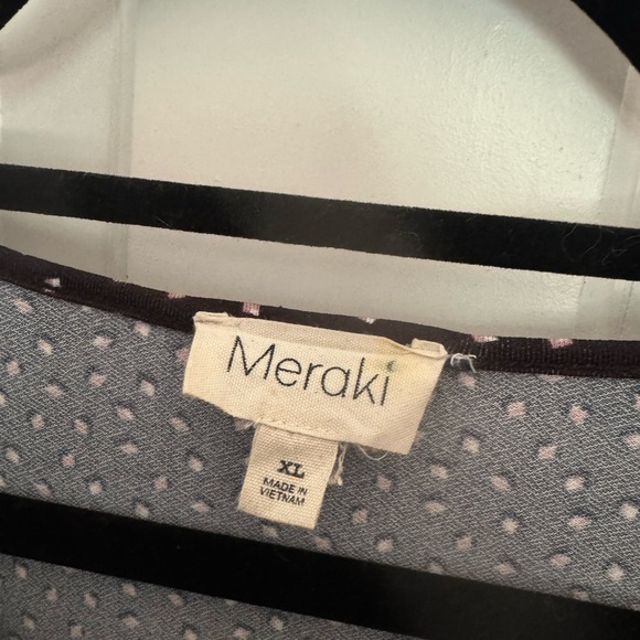 Meraki Black and White Tie Front 3/4 Sleeve Blouse - Picture 4 of 5